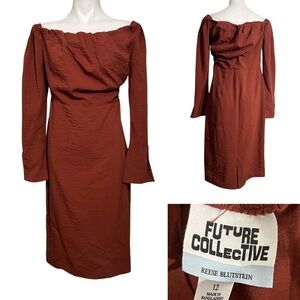 Future Collective Long Sleeve Dress in Rust